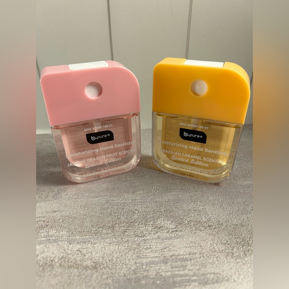 2 Bpure Hand Sanitizers Jasmine Dragon Fruit & Brazilian Carmel DUO New